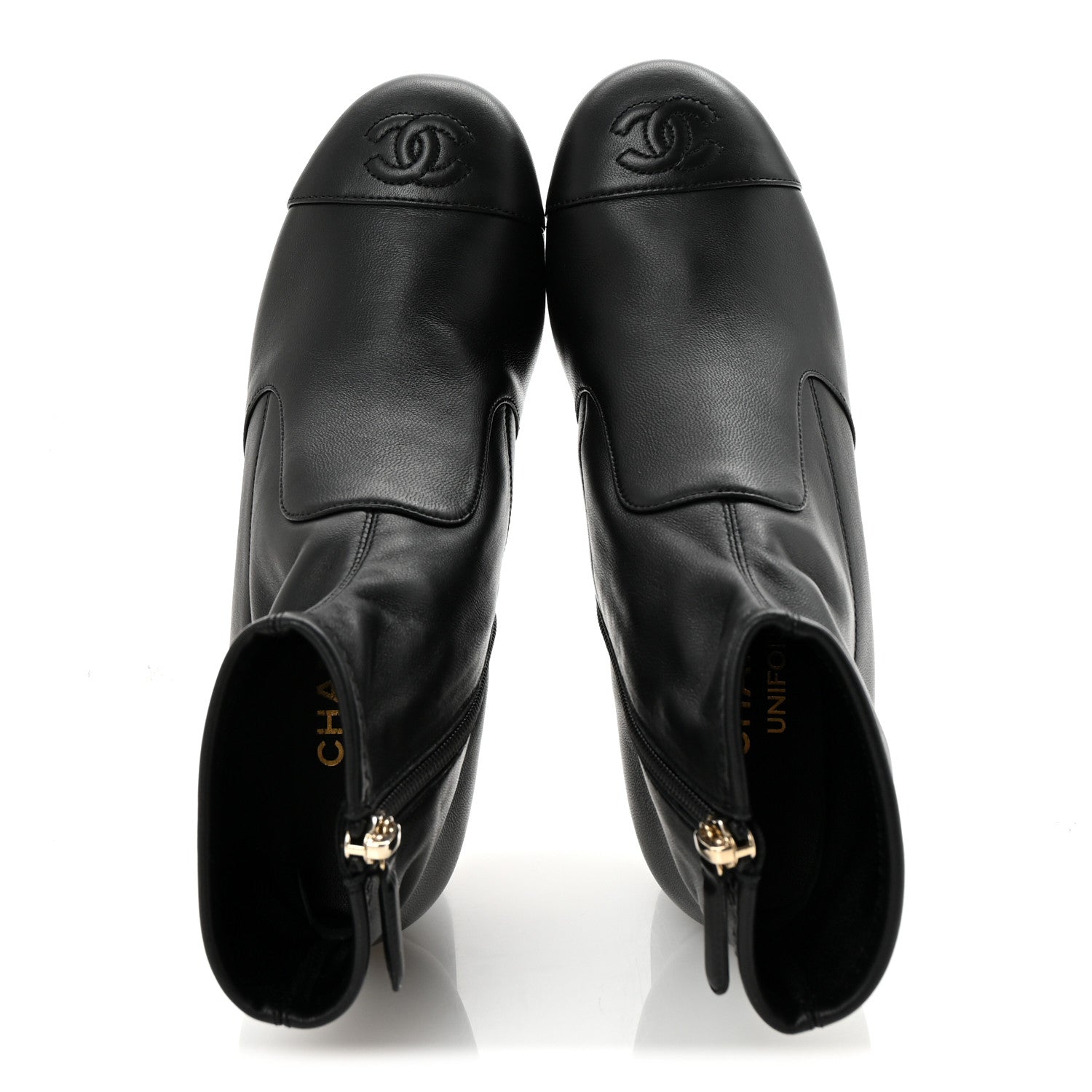 Chanel Stretch Lambskin Cap Toe CC Short Boots 35 Black 2 of 9
