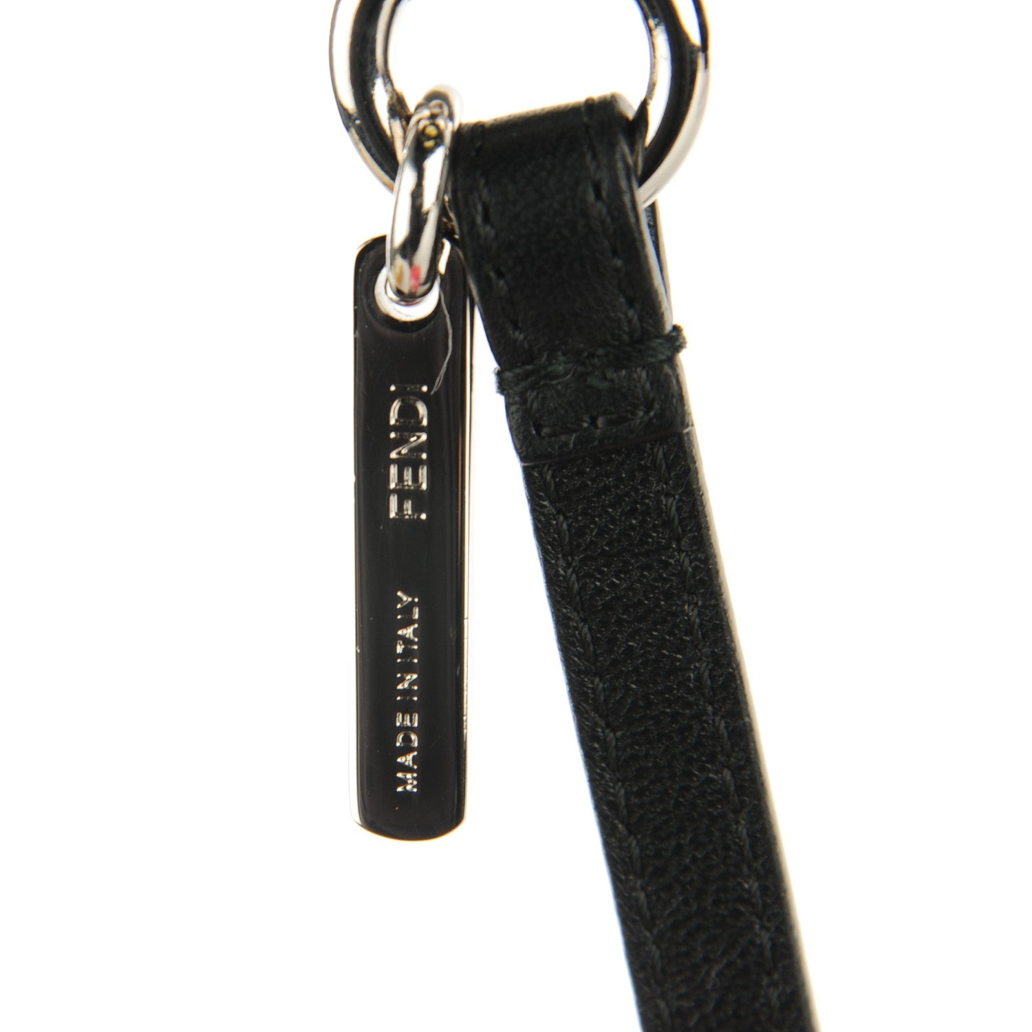 Fendi Fox Mink Goat Fur Nappa Karlito Bag Charm Black White Rosa 2 of 9
