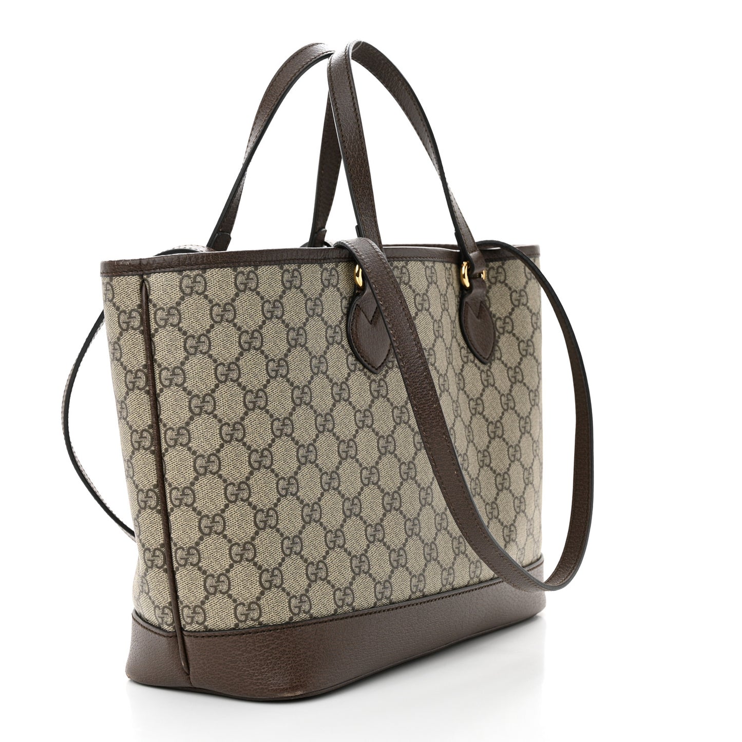 GG Supreme Monogram Textured Calfskin Small Ophidia Shoulder Tote Bag Beige Ebony New Acero
