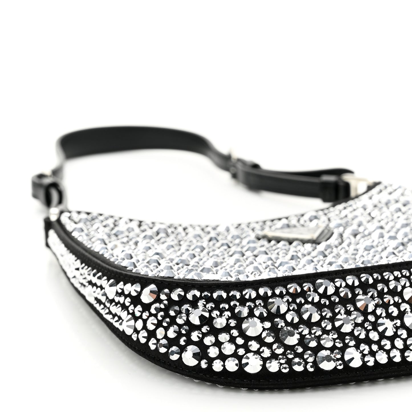 Satin Crystal Cleo Adjustable Strap Shoulder Bag Metal