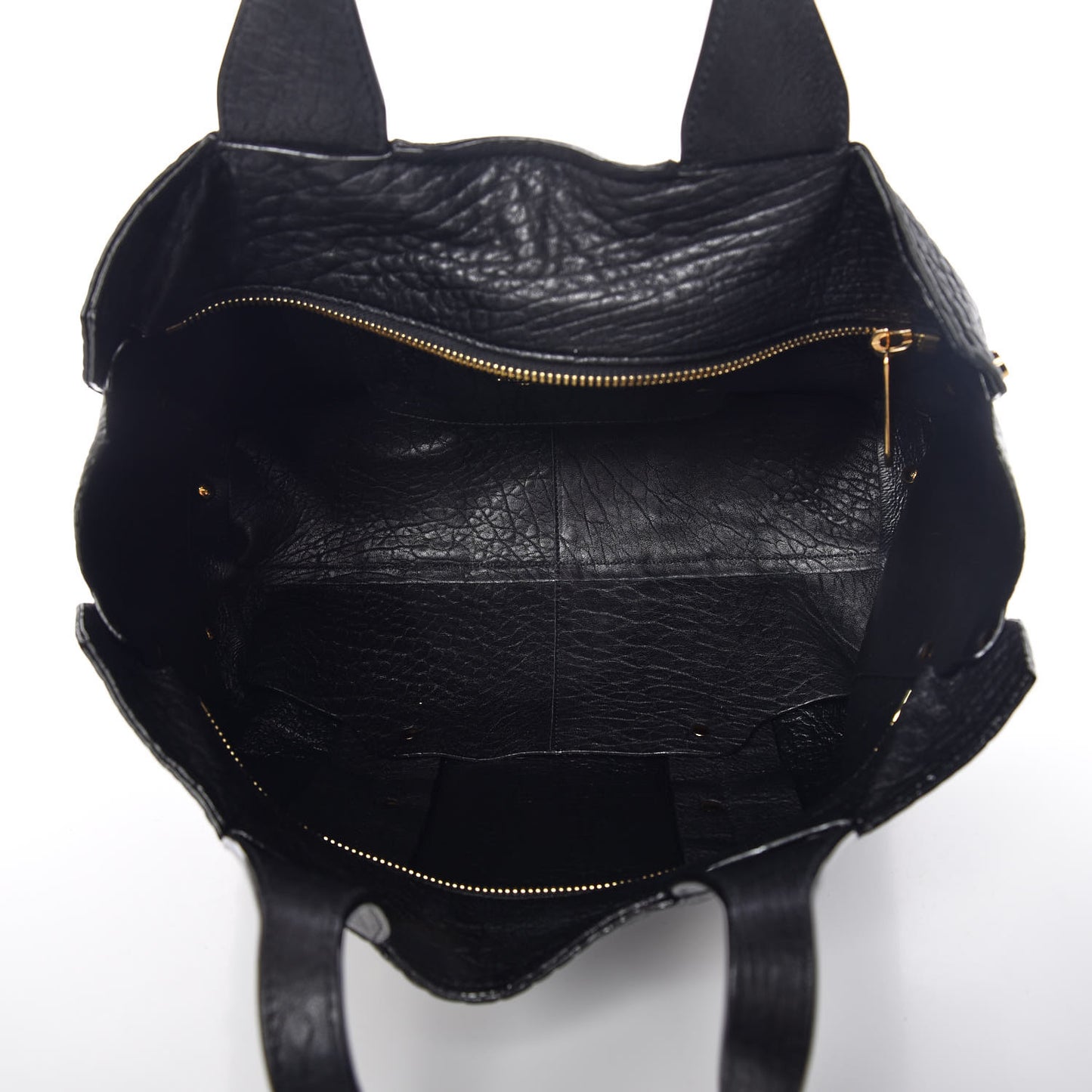 Grained Calfskin Studded Lockett Shopper Tote Black