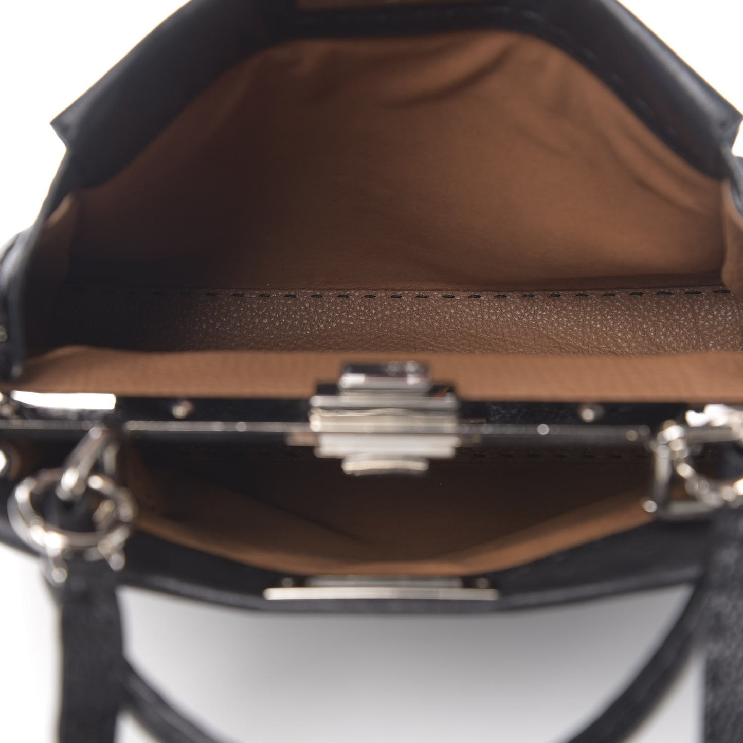 Cuoio Romano Selleria Bi-Color Medium Peekaboo Iconic Satchel Black Mou