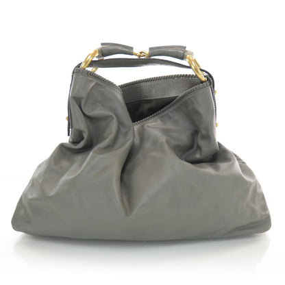 Gucci Leather Large Horsebit Chain Hobo Gray 3 of 7