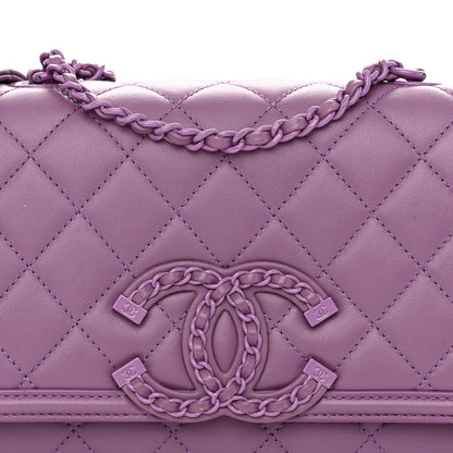 Chanel Lambskin Quilted Small CC Filigree Flap Purple 8 of 10