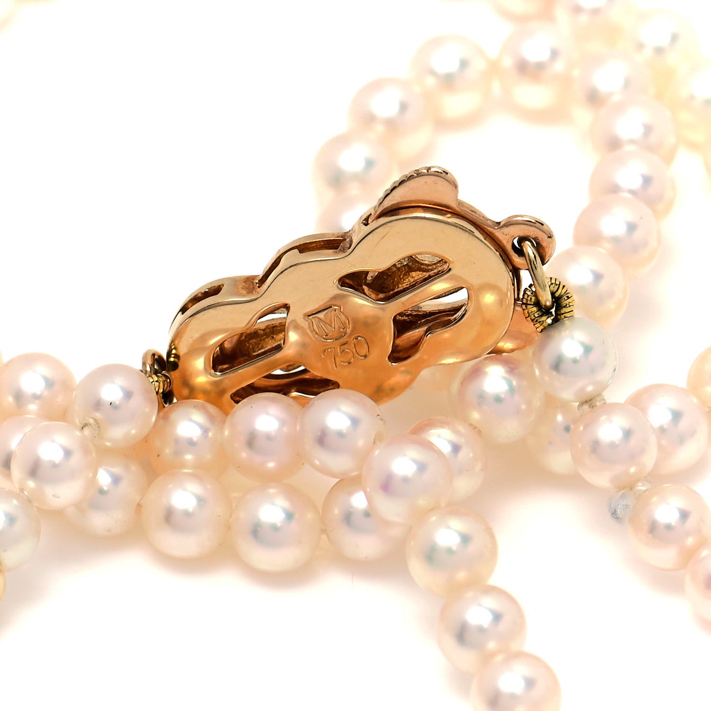 18K Yellow Gold Akoya Pearl 3.5-4mm Strand Necklace