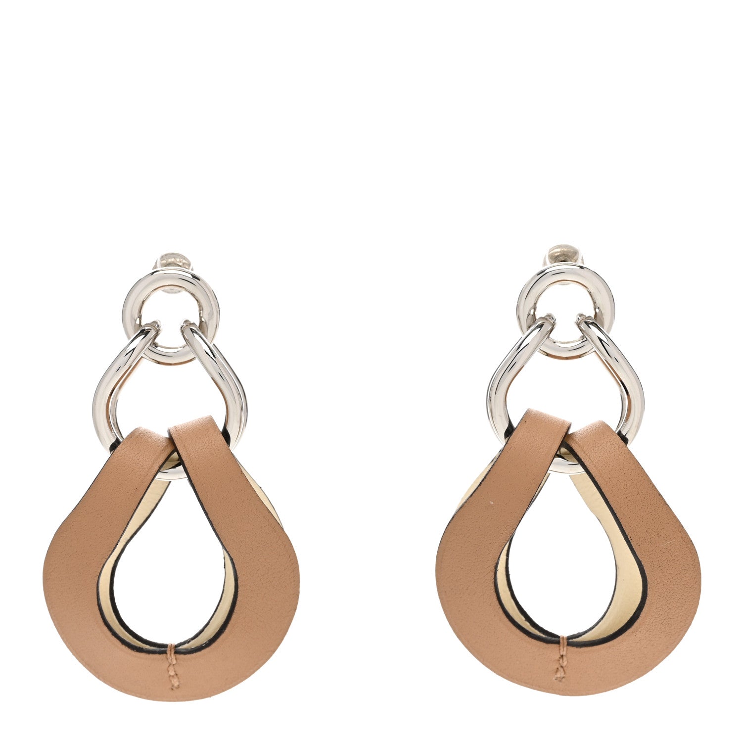 Hermes Swift Palladium Virevolte Drop Earrings Large Chai Nata 1 of 7