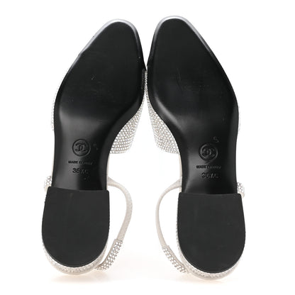 Chanel Strass Grosgrain Cap Toe CC Slingback Flats 36.5 Silver Black 6 of 8