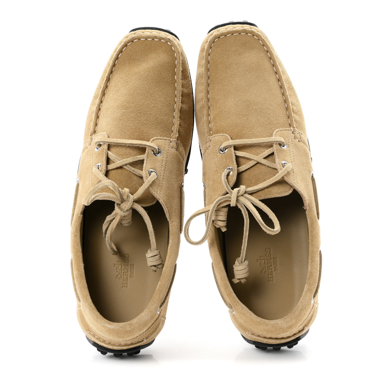 Suede Calfskin Womens Member Loafers 41 Beige Albatre