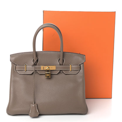 Hermes Taurillon Clemence Birkin 30 Etoupe 10 of 10