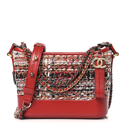 Chanel Tweed Calfskin Small Gabrielle Hobo Red 1 of 10