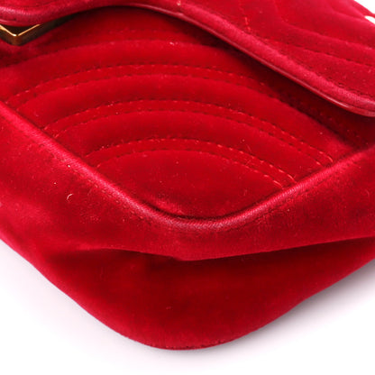 Gucci Velvet Matelasse Mini GG Marmont Shoulder Bag Hibiscus Red 11 of 12