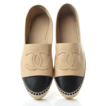 Chanel Lambskin CC Espadrilles 38 Beige Black 5 of 15