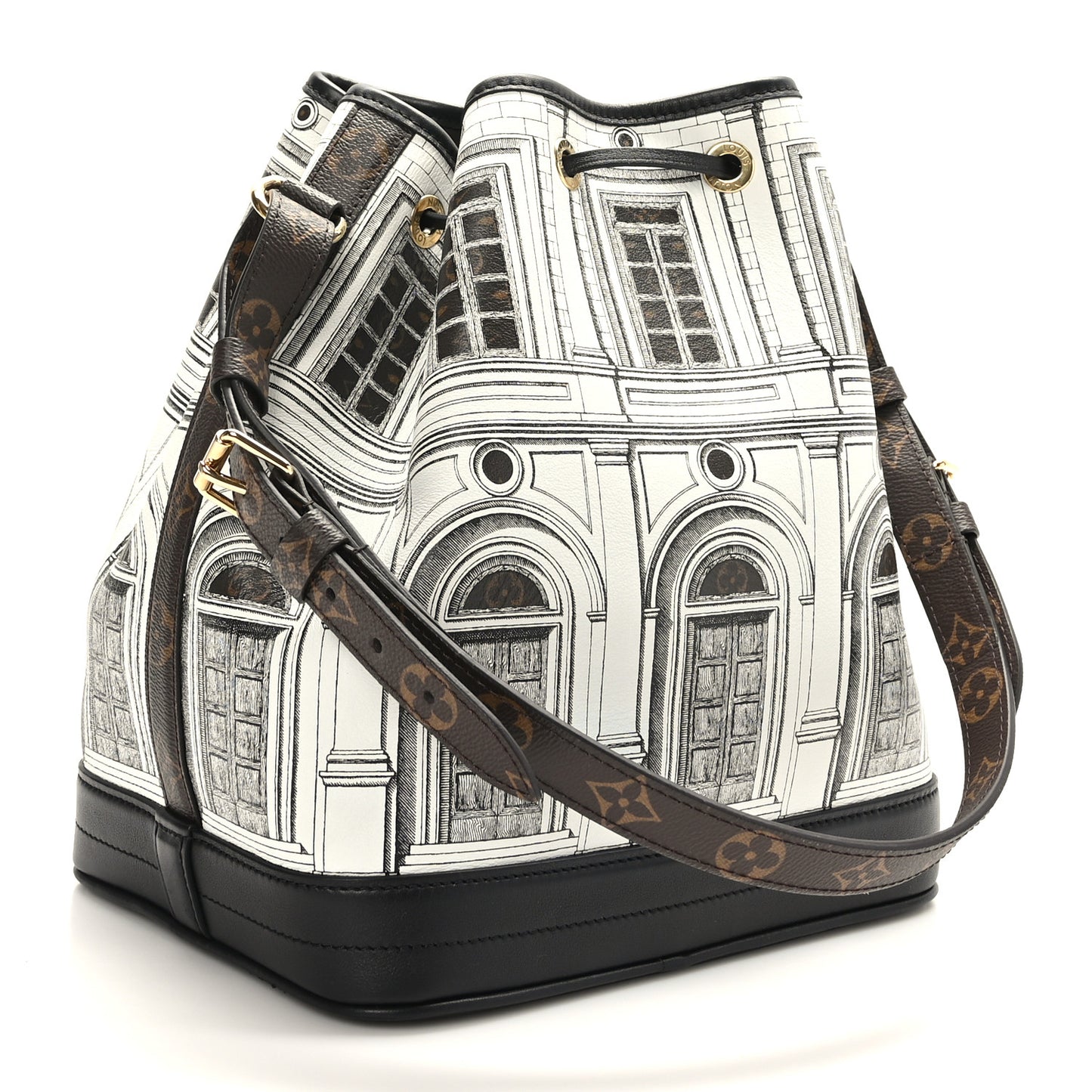 X FORNASETTI Calfskin Architettura Noe MM Black White