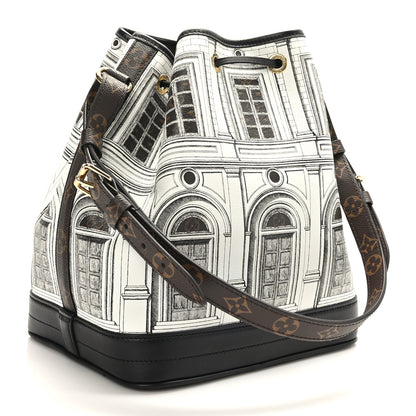 Louis Vuitton X FORNASETTI Calfskin Architettura Noe MM Black White 3 of 10