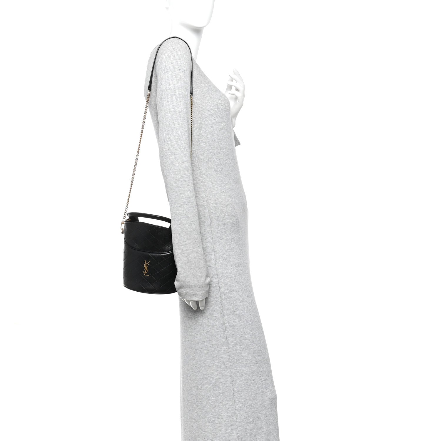 Saint Laurent Lambskin Gabby Mini Bucket Bag Black 2 of 11