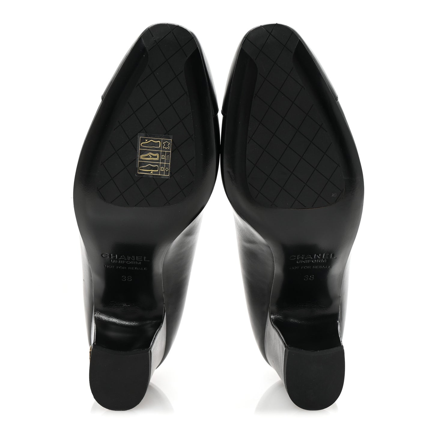 Lambskin Cap Toe CC Uniform Pumps 38 Black