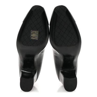 Chanel Lambskin Cap Toe CC Uniform Pumps 38 Black 6 of 9
