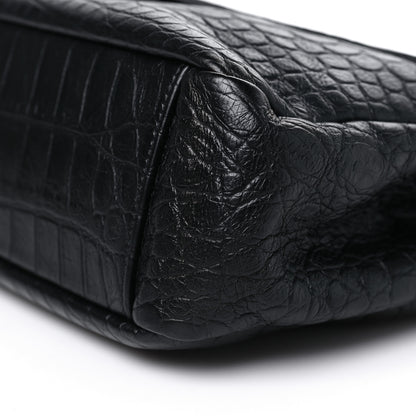 Saint Laurent Calfskin Crocodile Embossed Large College Monogram Satchel Black 11 of 11
