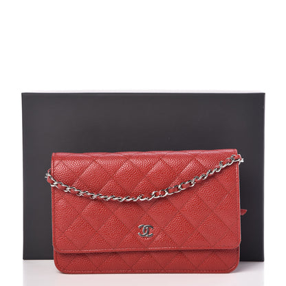 Chanel Caviar Quilted Wallet On Chain WOC Dark Red 12 of 12
