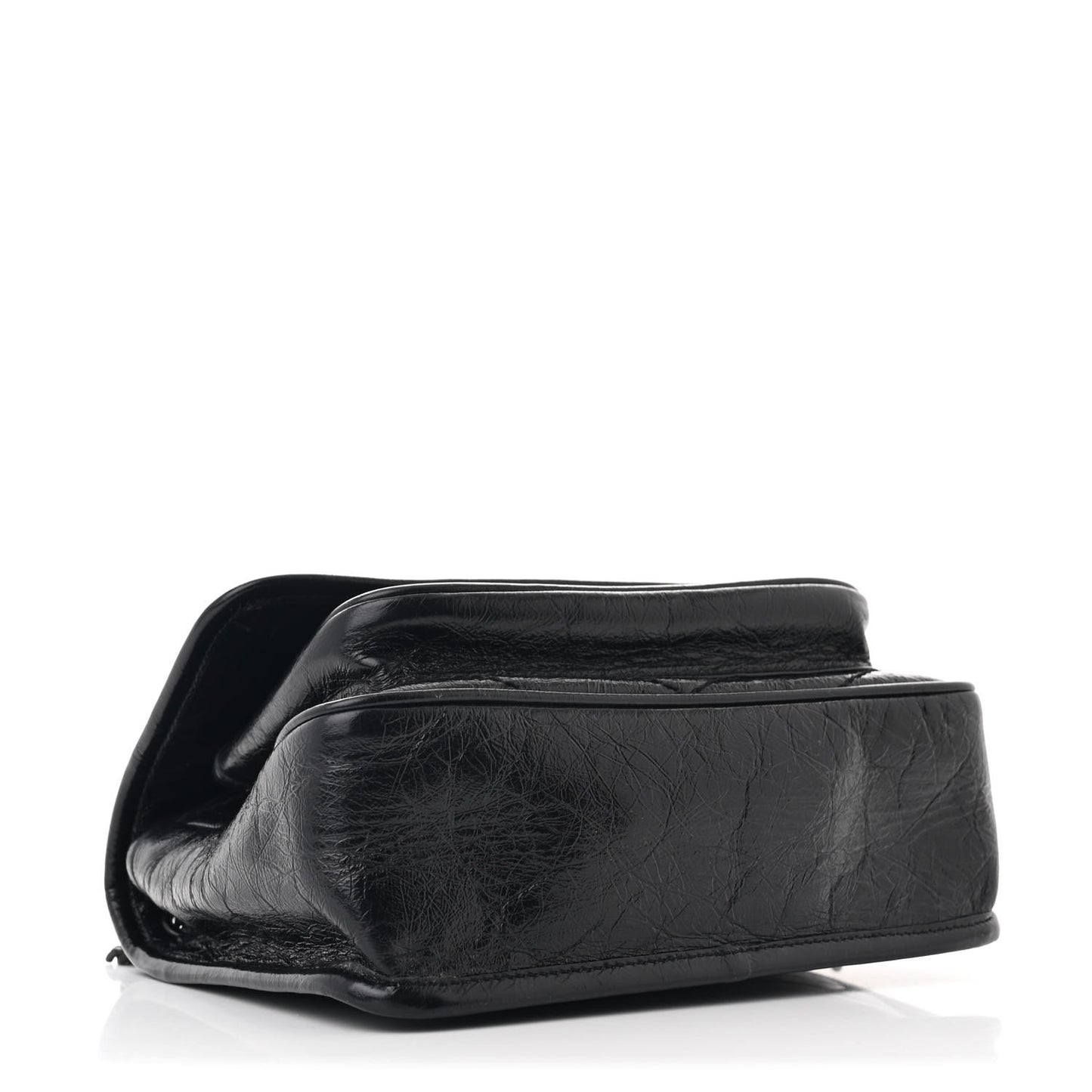 Crinkled Calfskin Matelasse Monogram Baby Niki Chain Satchel Black