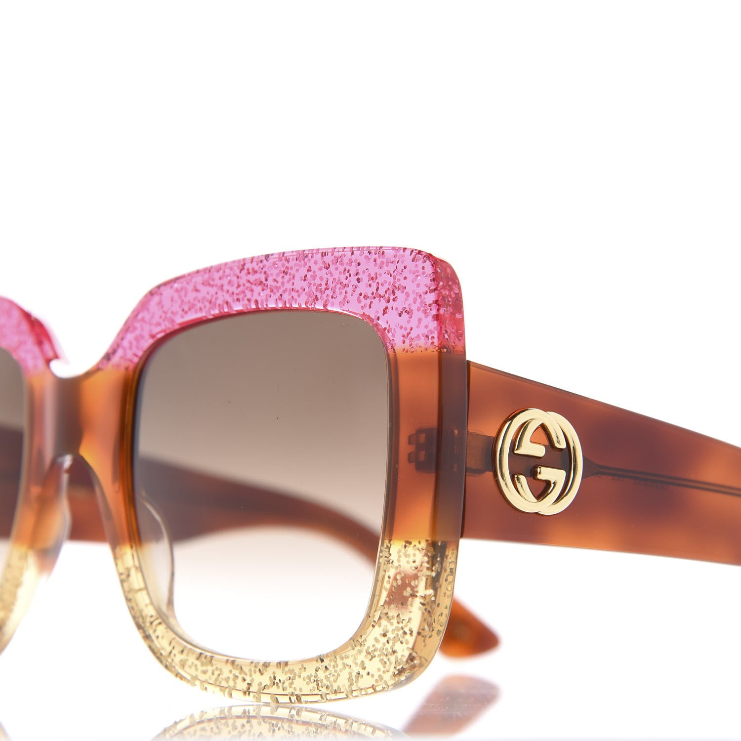 Gucci Square Frame GG0083S Sunglasses Glitter Pink Multi 7 of 8
