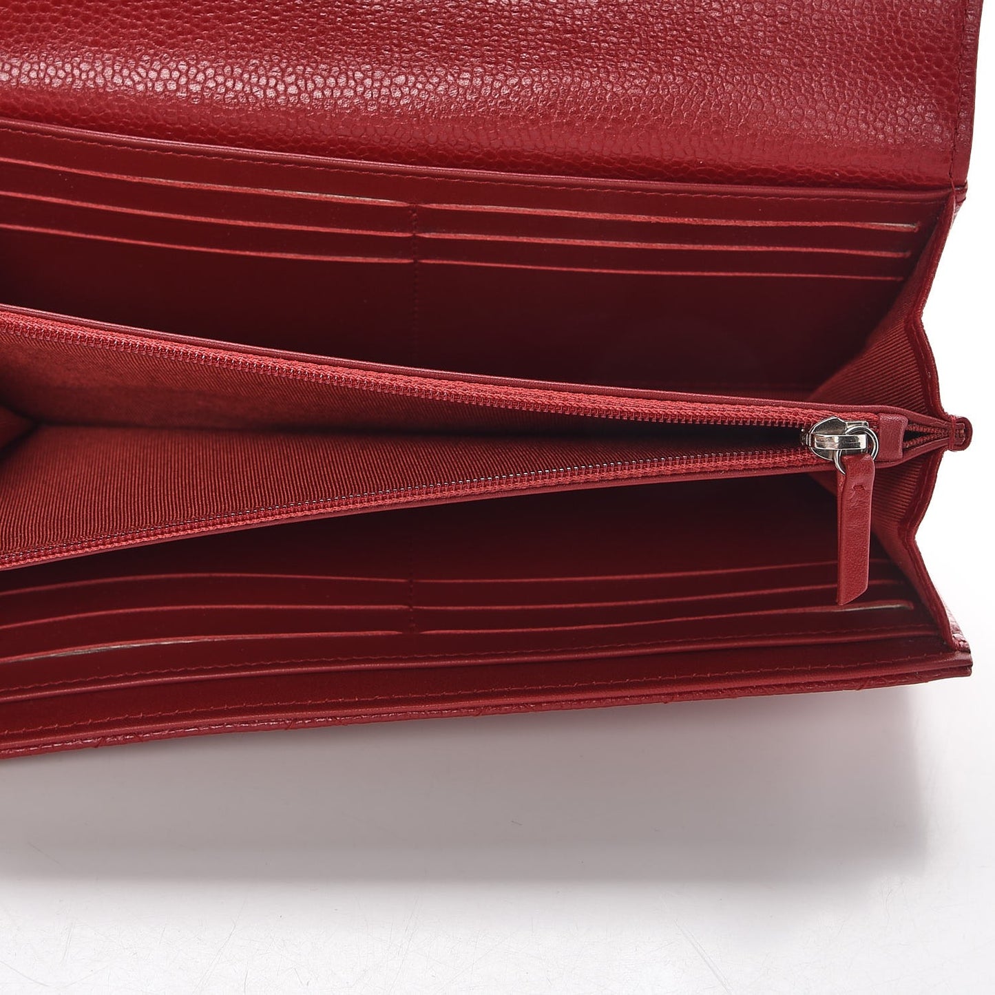 Caviar Quilted Large Gusset Flap Wallet Red