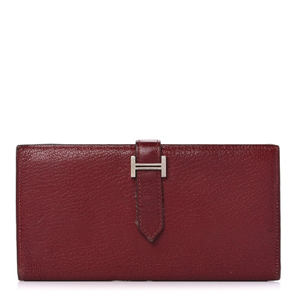 Hermes Chèvre Mysore Bearn Gusset Wallet Rouge H 1 of 16