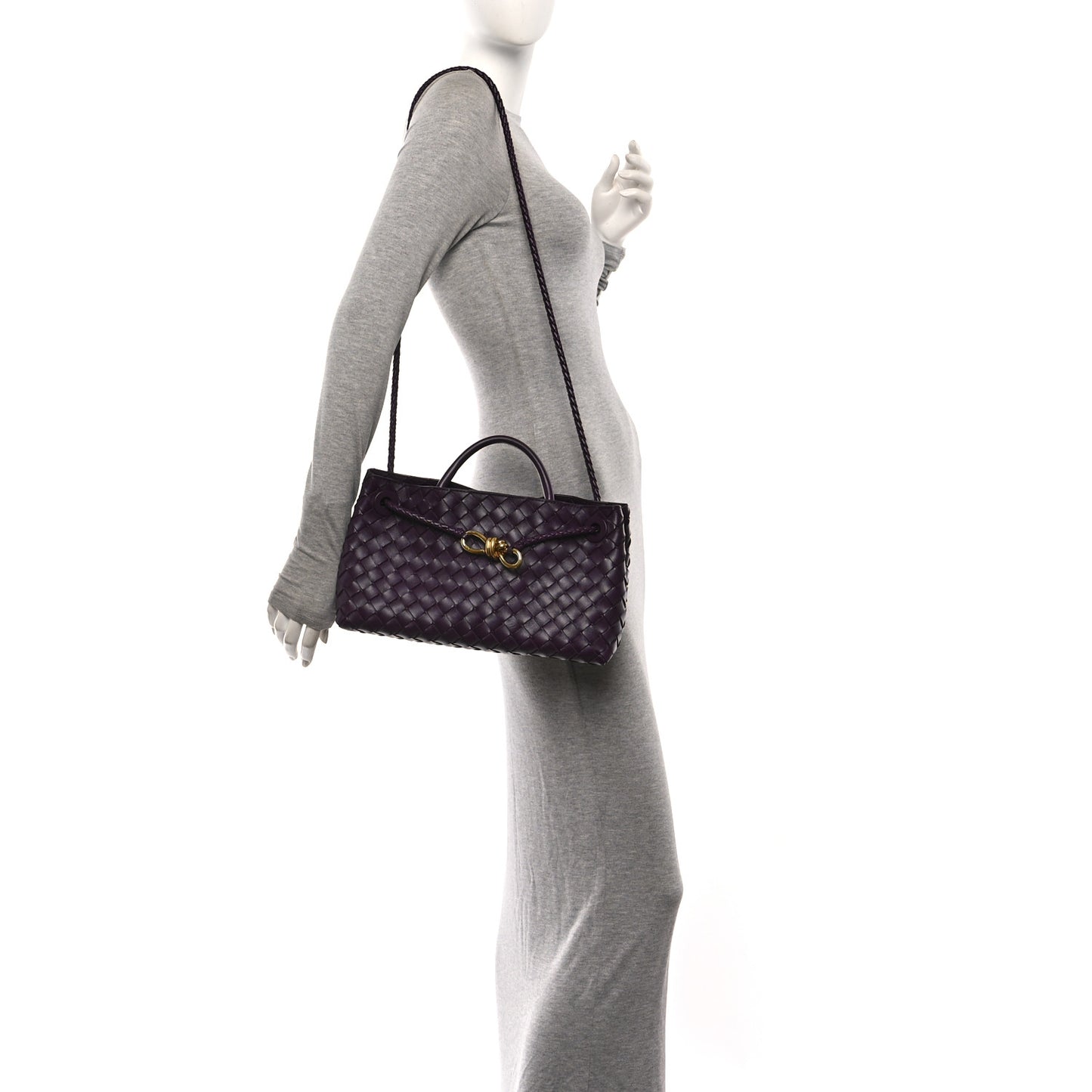 Nappa Intrecciato Small East West Andiamo Shoulder Bag Dark Mystic