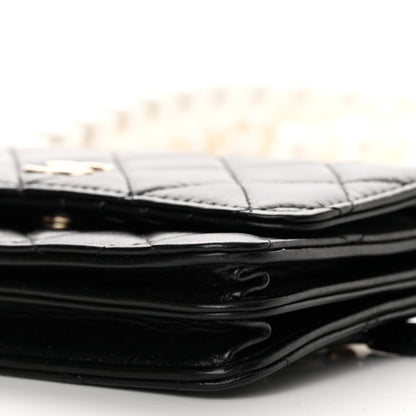 Chanel Calfskin Quilted Mini Maxi Pearls Wallet On Chain WOC Black 10 of 10