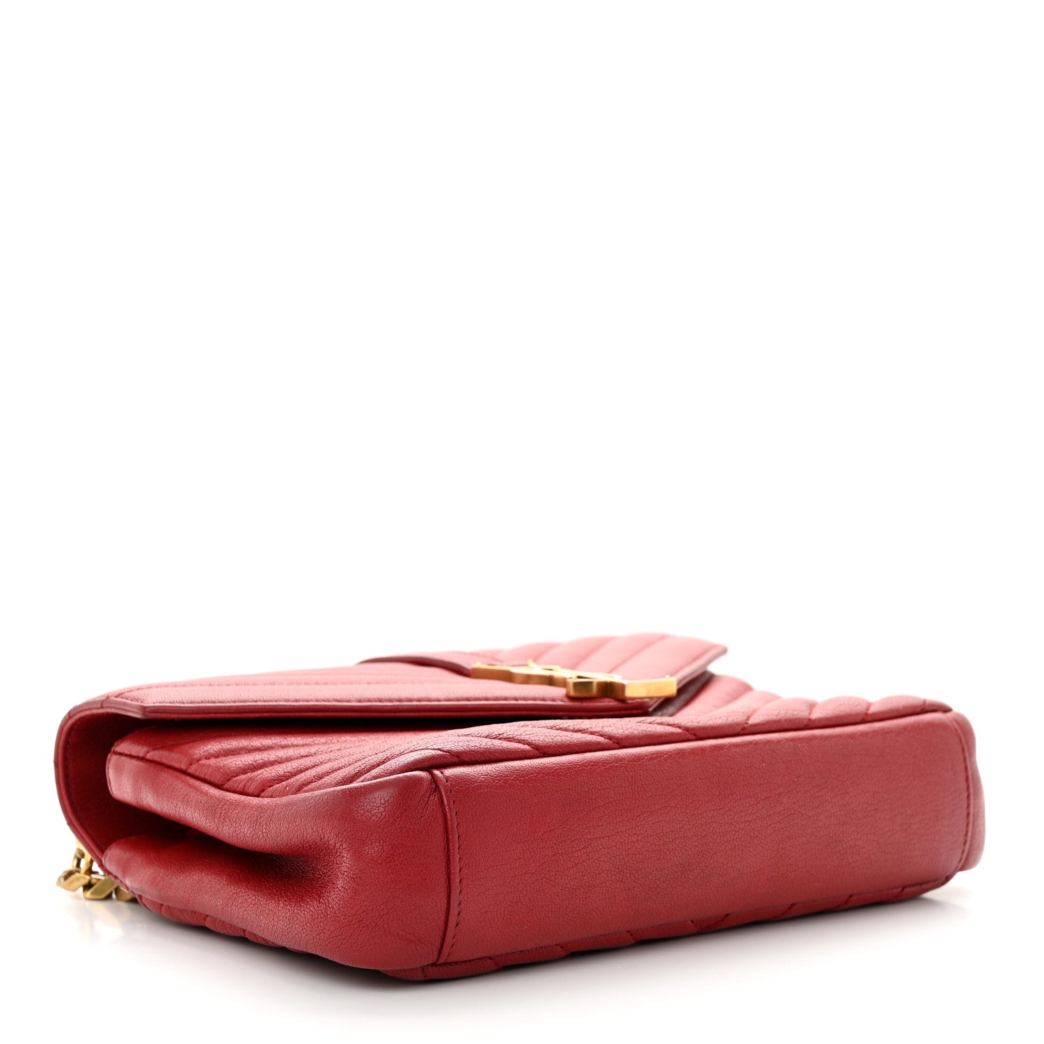 Saint Laurent Sheepskin Matelasse Chevron Monogram Medium College Bag Rouge 4 of 11