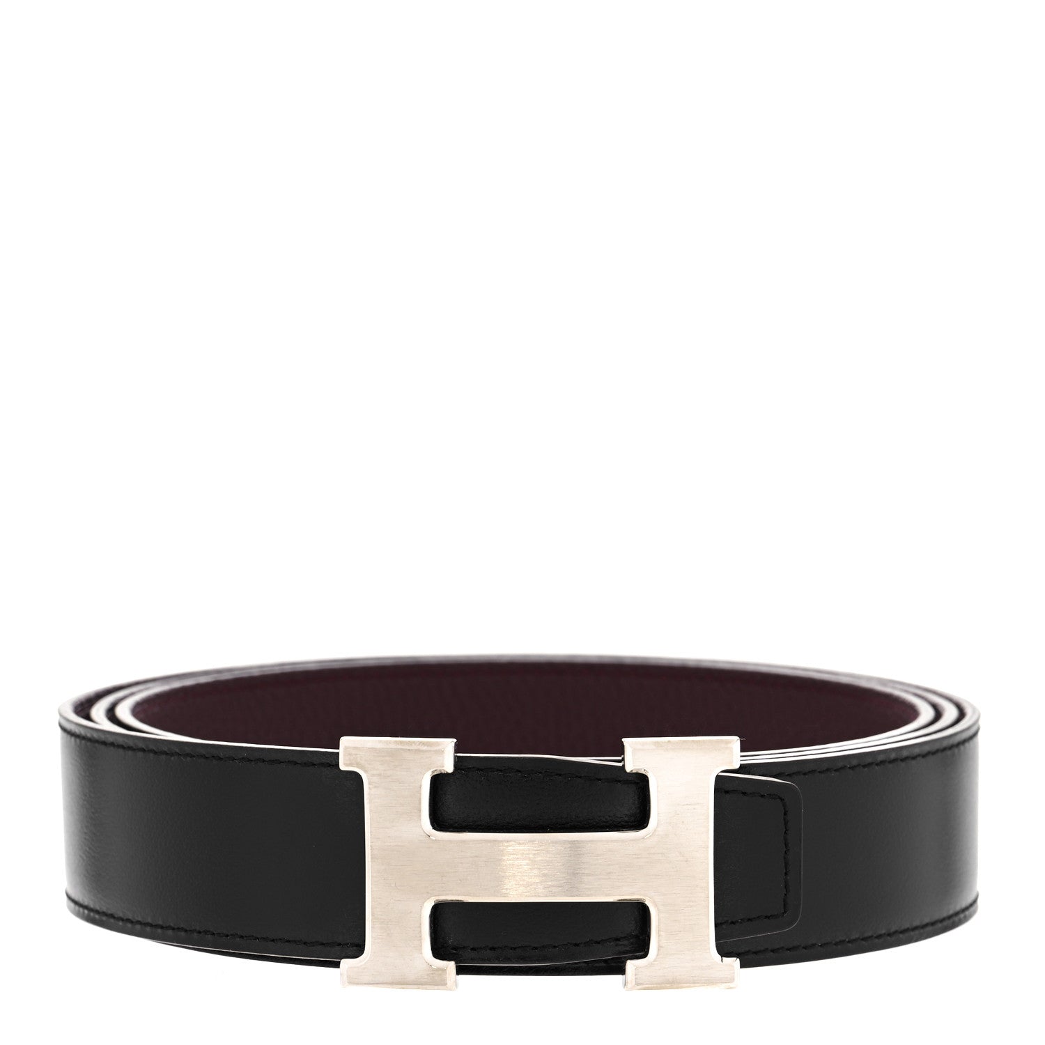 Hermes Box Togo 32mm H Belt 120 Black Bordeaux 1 of 6