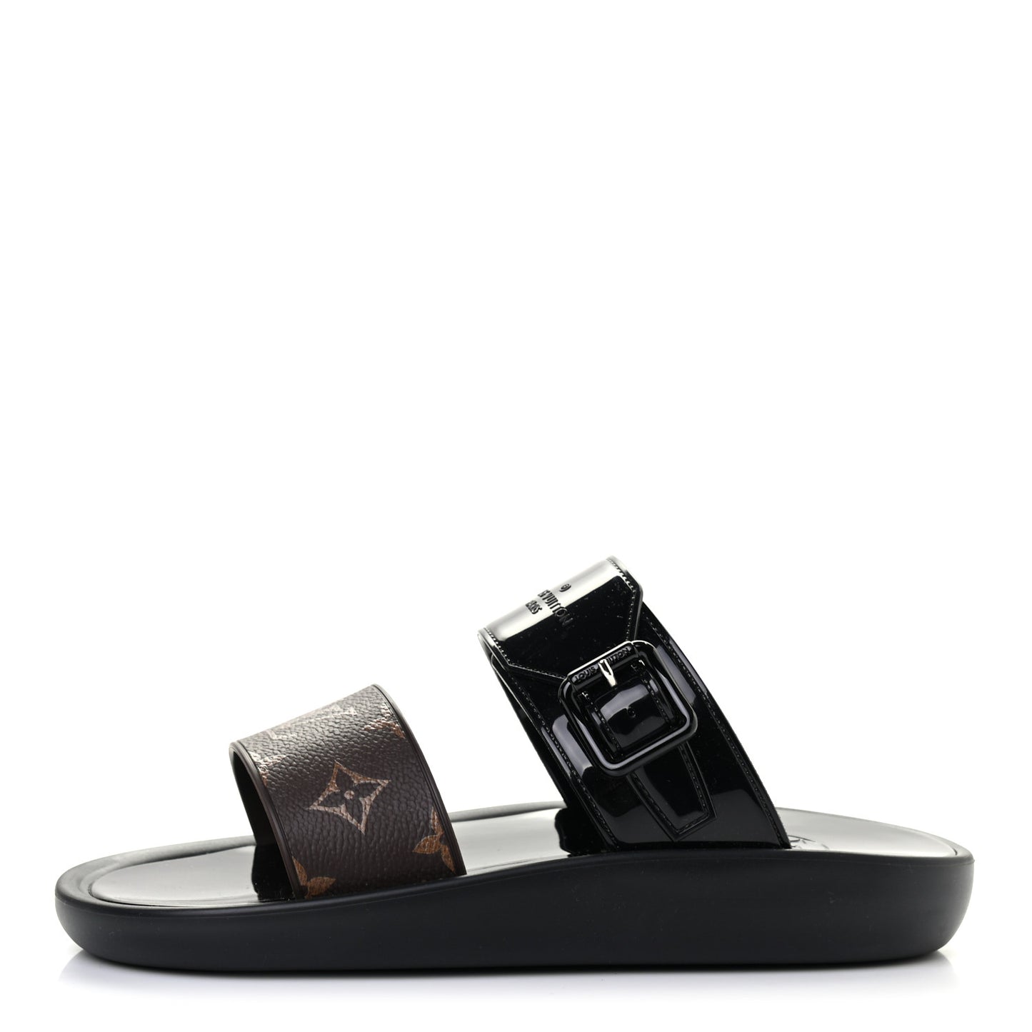 Monogram Sunbath Flat Mule Sandals 38 Black