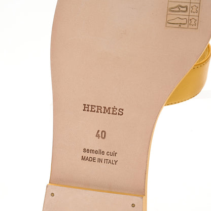 Hermes Box Calfskin Oran Sandals 40 Jaune Citron 6 of 8