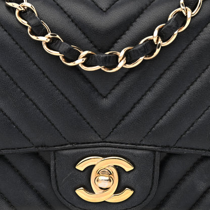 Chanel Lambskin Chevron Quilted Mini Square Flap Black 8 of 14