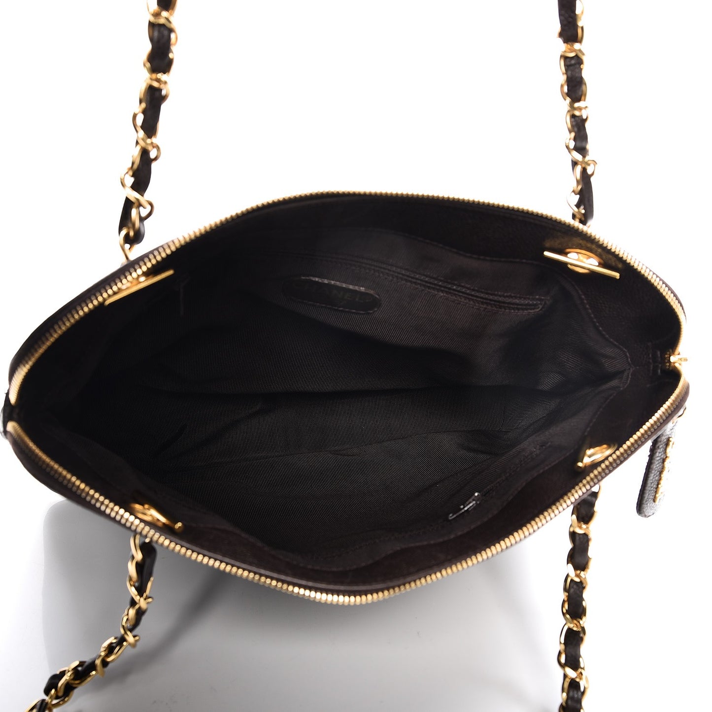 Caviar CC Shoulder Bag Dark Brown
