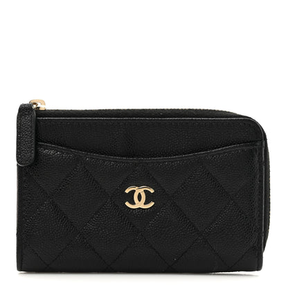 Chanel Caviar Quilted CC Zip Around Card Holder Black 1 of 7