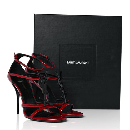 Saint Laurent Patent Calfskin Cassandra 100 Sandals 40 Red Laquer 9 of 9