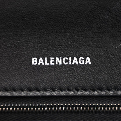 Balenciaga Shiny Calfskin Monochrome Crocodile Embossed Small Hourglass Top Handle Bag Black 6 of 15