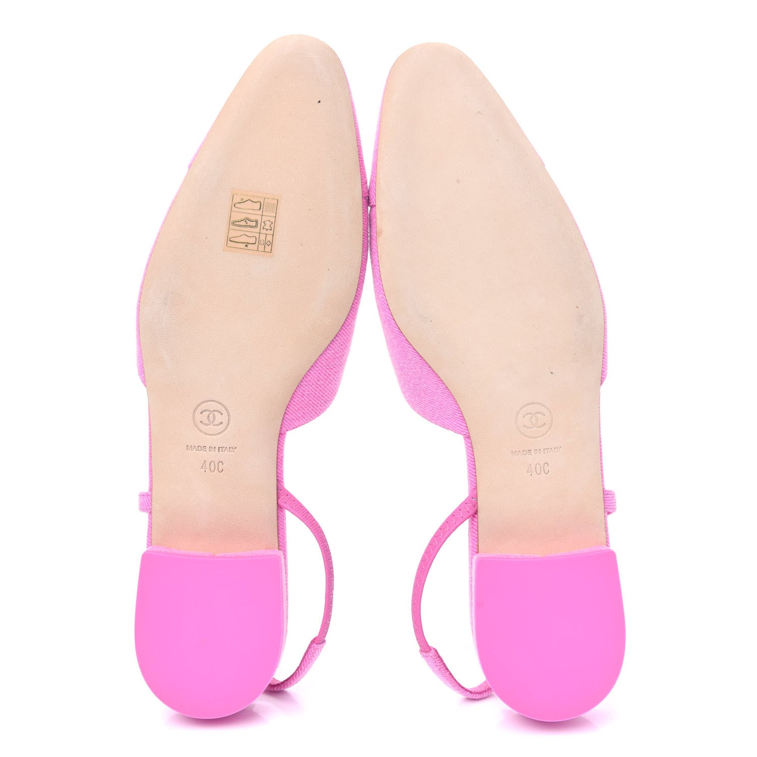 Chanel Denim Cap Toe CC Slingback Flats 40 Neon Pink 5 of 11