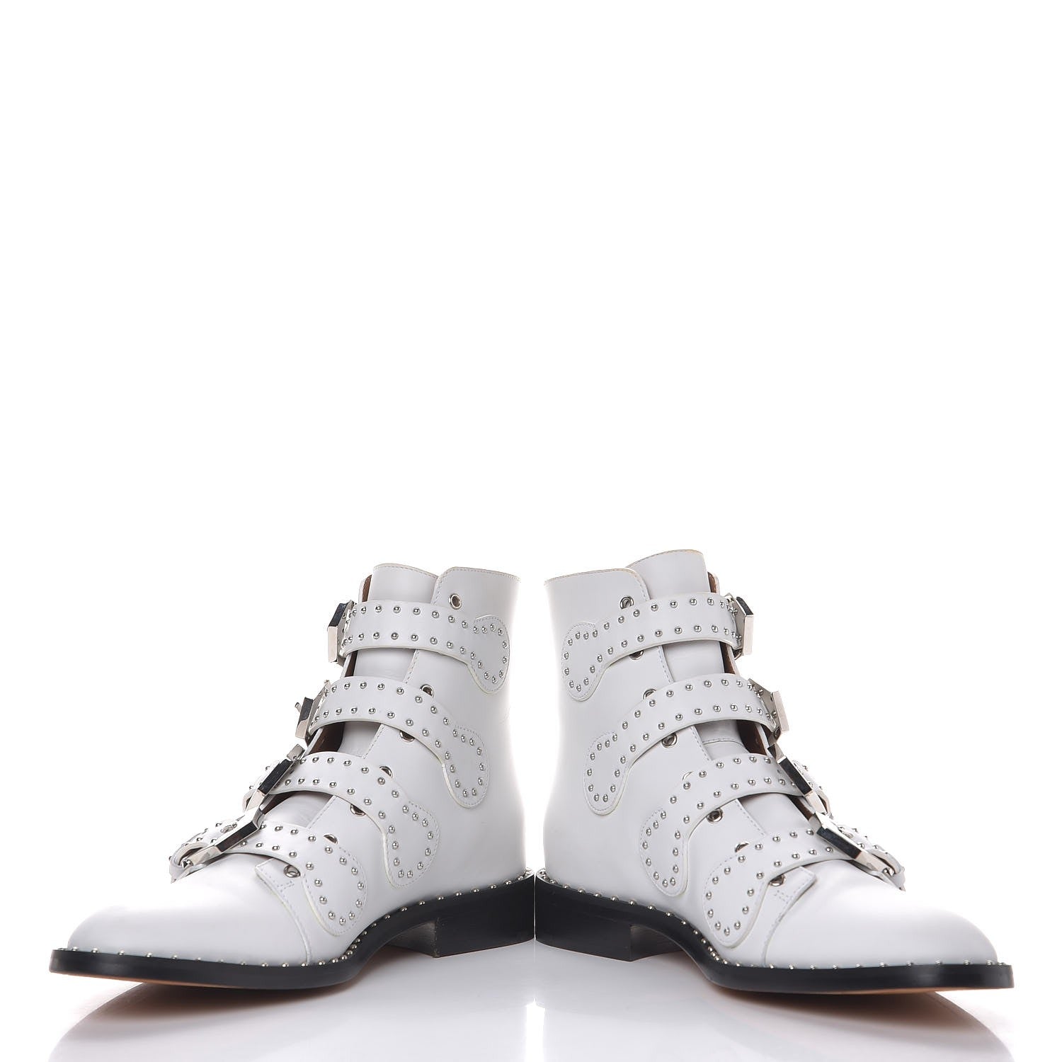 Givenchy Calfskin Studded Prue Buckle Bootie 38.5 White 5 of 12