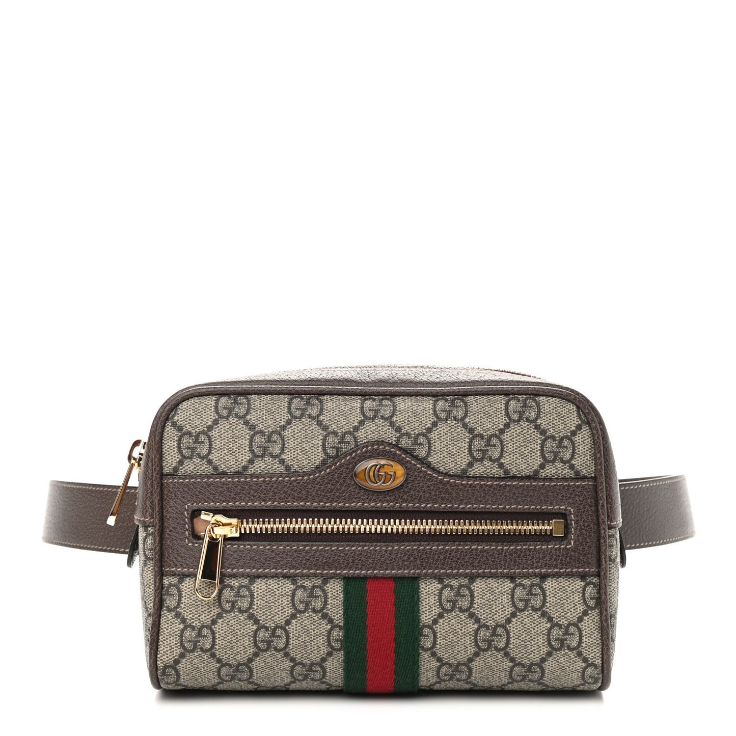 GG Supreme Monogram Web Small Ophidia Belt Bag 85 34 Dark Brown