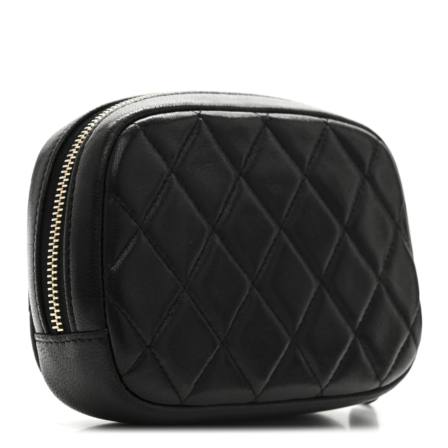 Chanel Lambskin Quilted Small Curvy Pouch Cosmetic Case Black 3 of 8