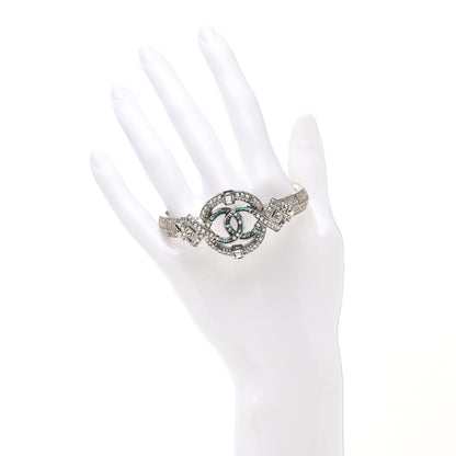 Chanel Crystal CC Cuff Silver Blue 2 of 7