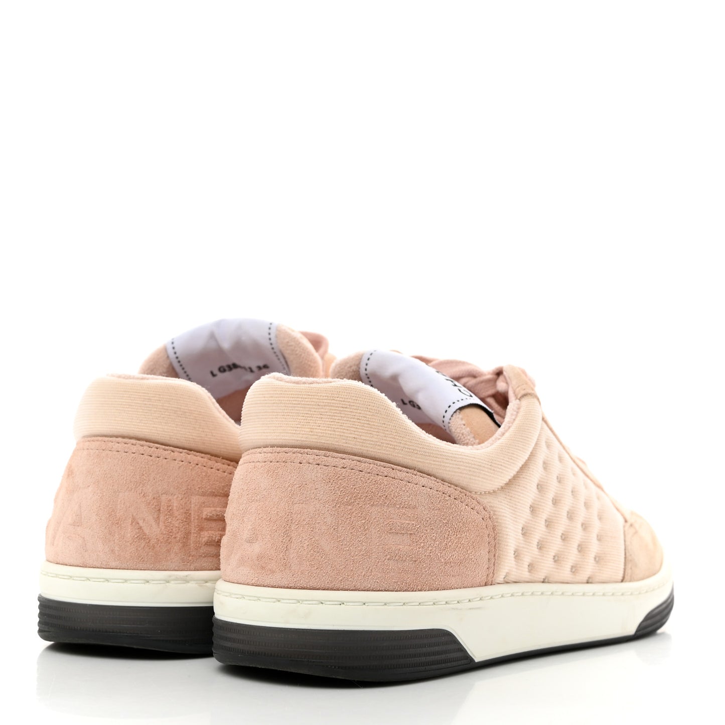 Fabric Suede Calfskin Logo Sneakers 36 Beige Pink