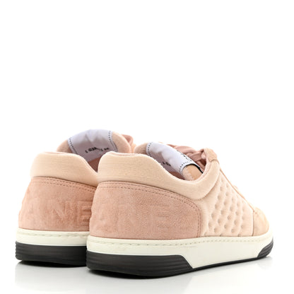 Chanel Fabric Suede Calfskin Logo Sneakers 36 Beige Pink 4 of 10
