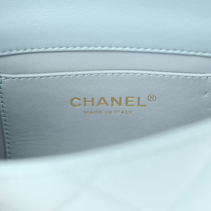 Chanel Lambskin Enamel Quilted Mini Pending CC Square Flap Light Blue 6 of 10