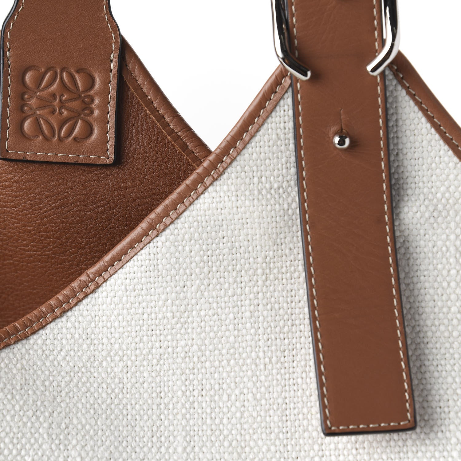 Loewe Linen Belted Strap Balloon Bucket Bag White 10 of 10