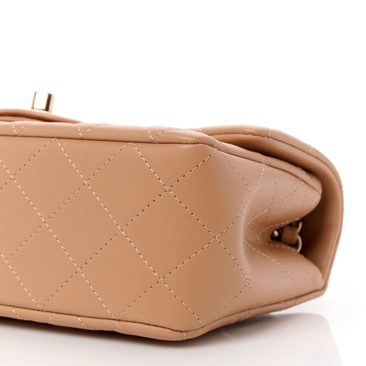 Lambskin Quilted Mini Rectangular Flap Brown