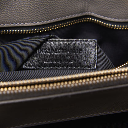 Saint Laurent Grain De Poudre Matelasse Chevron Monogram Shopping Bag Fog 12 of 14