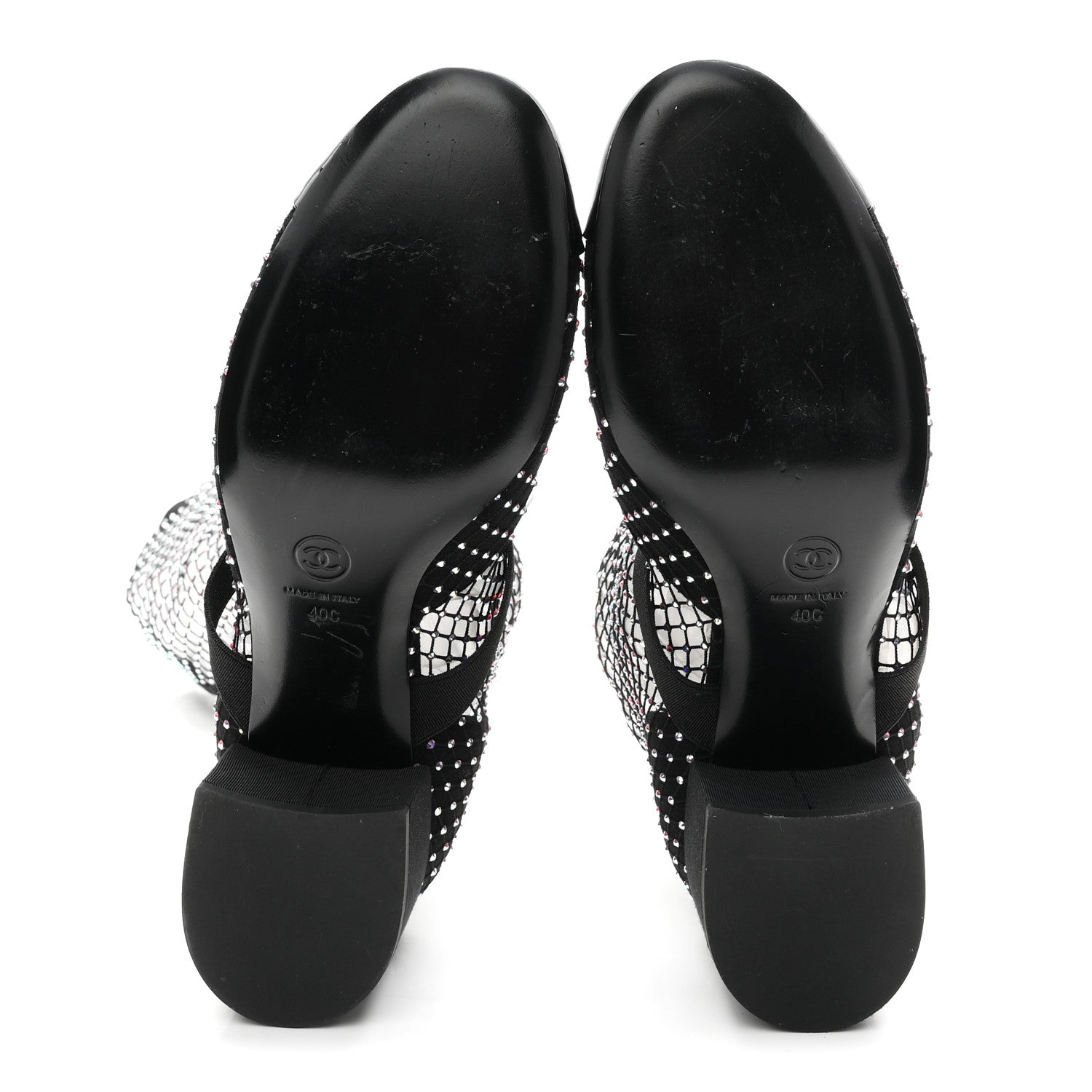 Chanel Mesh Crystal Patent CC Bow High Boots 40 Black 6 of 8